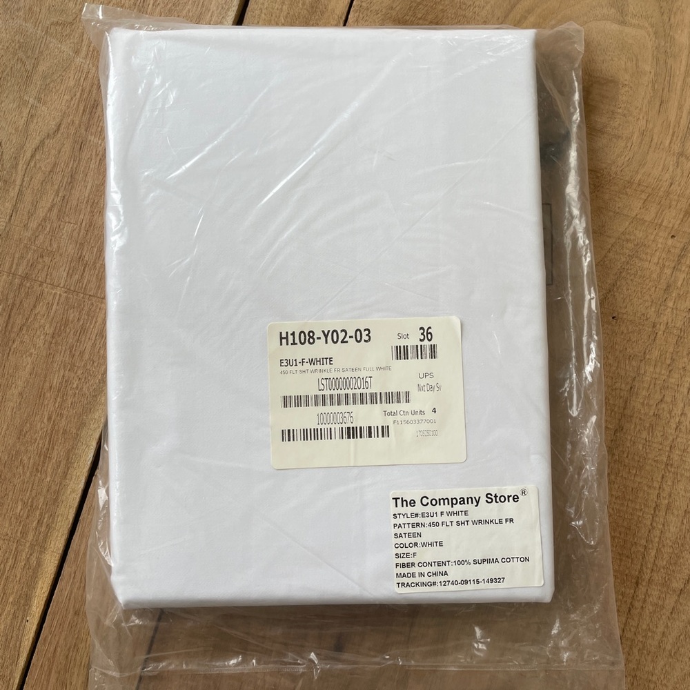 The Company Store White Cotton Flat Sheet